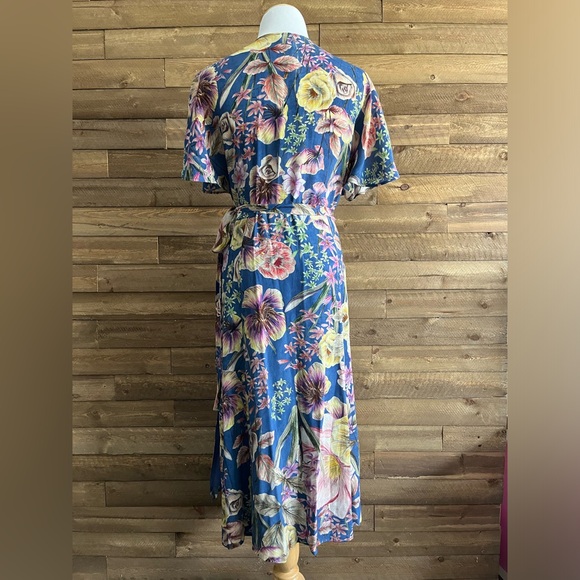 NWT size 10 Kachel x Anthropologie Willow blue floral wrap dress - Picture 7 of 7